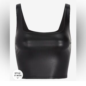 Express Black Faux Leather Crop Top